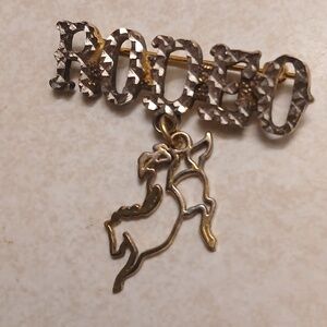 RODEO Bucking Bronc Brooch Sterling Silver Two Tone RARE!